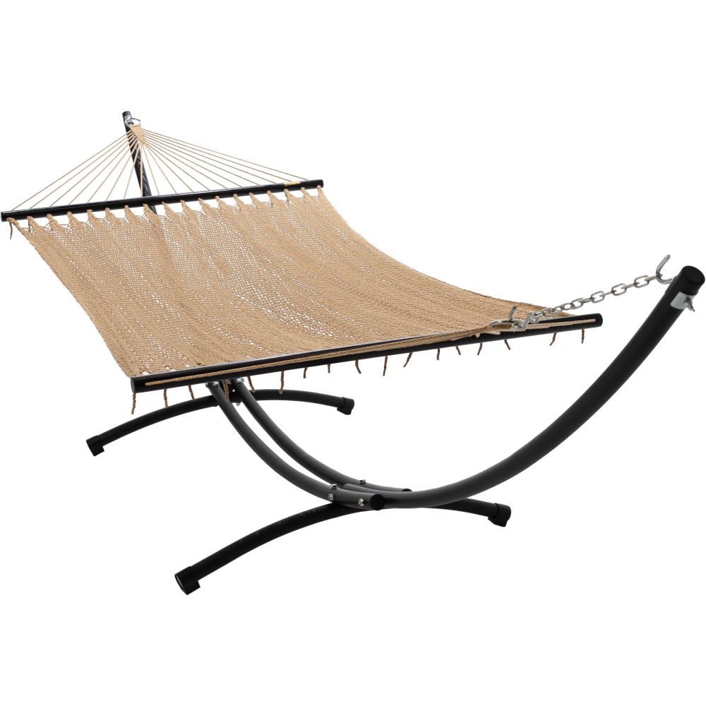 12ft Steel Arc Hammock Stand & Caribbean Polyester Rope Hammock